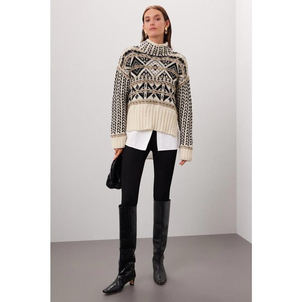 Splendid Patterned Cropped Vail Sweater